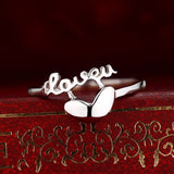 S925 sterling silver alphabet heart-shaped Fashion ring Korean jewelry wholesale