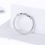 S925 Sterling Silver Lifeline Symbol Ring White Gold Plated Ring