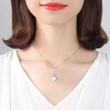 Walnut  Heart Shaped Crystal Zircon  Nature Freshwater Pearl Pendant S925 Sterling Silver Necklace