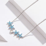 Starfish Necklace for Girlfriend Sterling Silver Fashion Jewelry Blue Short Necklaces
