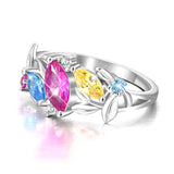 Flower Cubic Zirconia Rings Colorful Small Beads Design Rings