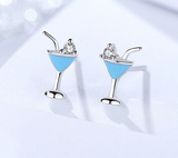 S925 Sterling Silver Jewelry Women's Fashion Personality Design Diamond Drip Plastic Earrings