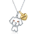 heart animal human friend necklace