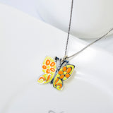 Animal Yellow Butterfly Shaped Necklace Wholesale 925 Sterling Silver Necklace For Girls