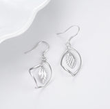 Leaf Earrings Hollow Leaf Drop Pendant Silver Designs Earrings Jewelry