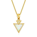 Silver Triangle Opal Necklace