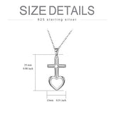 925 Sterling Silver Cross Necklace, heart Cross Pendant for Women Religious Jewelry