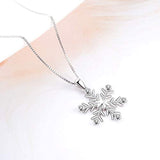 925 Sterling Silver Snowflake Necklace Romantic CZ Christmas Snowflake Pendant Necklace Jewelry Gifts for Women