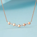 925 Sterling Silver Round Cubic Zirconia Star Necklace for Women Girls 18