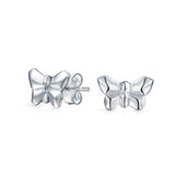 Tiny Geometric 3D Garden Origami Butterfly Stud Earrings For Women For Teen 925 Sterling Silver