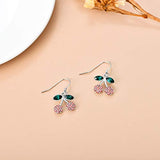 Cherry Dangle Drop Earrings for Women, Sterling Silver Aesthetic Cute Fruit Earrings