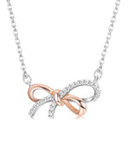 Silver Ribbon Bow  Necklace
