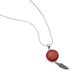 925 Sterling Silver Shell, Stone, Coral Dream Catcher Lucky Charm Pendant Necklace