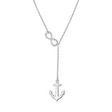 Silver Infinity&Anchor Adjustable Y Shaped Lariat Chain Necklace