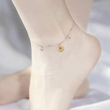 Sunflower Anklet  - S925 Sterling Silver Jewelry Sunflower Bracelets For Women Girls You Are My Sunshine I Love You