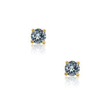 Tiny Cubic Zirconia Simulated Birthstone AAA CZ Round Solitaire Stud Earrings Real 14K Yellow Gold Screwback