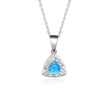 Blue Opal Triangle Dainty Delicate Necklace
