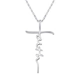 Silver Sideways Cross Faith Necklace