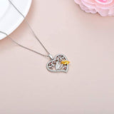 Sterling Silver Birds Necklace Heart Pendant Forever in My Heart Necklace for Women Girls Friends