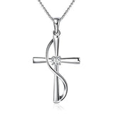 Silver Love Cross Pendant Necklace