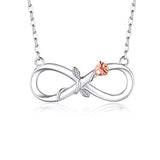  Silver Infinity Rose Necklace 