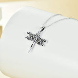 Dragonfly Necklace 925 Sterling Silver Celtic Dragonfly Pendant Necklace Jewelry for Women Girls