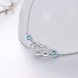 Infinity Heart Necklace for Women 925 Sterling Silver Endless Love Pendant Necklace with Crystals