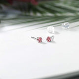 14K  Gold  Pink Round Created Moissanite Stud Earrings