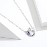 S925 Sterling Silver Cute Unicorn Pendant Necklace White Gold Plated Zircon Necklace