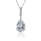 4CT Teardrop Shape Solitaire Cubic Zirconia CZ Prong Set Bridal Pendant Necklace For Women Prom 925 Sterling Silver