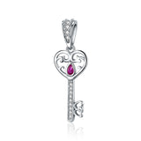  Silver White Gold Plated Zircon Happiness Key Charms