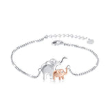 Silver Mother and Daughter Elephant Bracelet 