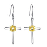 Cross Sunflower Earrings 