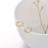 Circle-Round Stud Earrings for Women Sterling Silver Jewelry Gifts Crystals