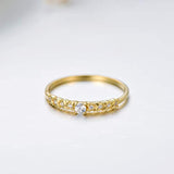 14K Gold Ring Dainty Gold Round Cut Natural Diamond Engagement Ring Wedding Ring Jewelry for Ladies
