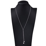 Long Chain heart Necklace Simple Style 925 Sterling Silver Pendant Adjustable Y Shaped Necklace Jewelry