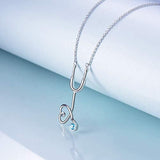 S925 Sterling Silver Stethoscope Necklace Nurse Gifts for Women Her Medical Students With Red Crystal