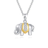Silver Cute Elephant Animal Heart Pendant Necklace 