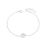 925 Sterling Silver Chain Bracelet With Golden Petals Lotus Flower For Girls