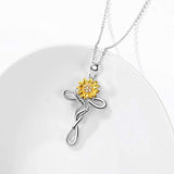 S925 Sterling Silver Sunflower Necklace Infinity Cubic Zirconia Pendant  Jewelry for Women