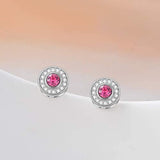 Sterling Silver  Pink Halo - Girly Dream Stud Earrings Crystals from Swarovski For Women