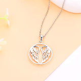 925 Sterling Silver Guardian Angel Wings Pendant Necklace For Women