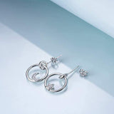 Sterling Silver moon and star Stud Earrings for Women