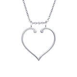Silver Jewelry Open Heart Pendant  Necklace