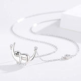 Sloth Necklace 925 Sterling Silver Sloth on The Moon Necklaces Animal Necklace Sloth Jewelry for Teen Family  Necklace for Sloth Lover