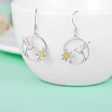 S925 Sterling Silver Dangle Drop Hummingbird flowers Earrings Jewelry Gifts for Women Girls Birthday