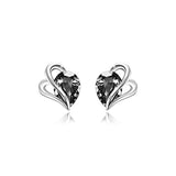 Silver  Blake Heart Crystal Stud Earrings 