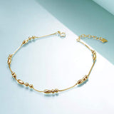 925 Sterling Silver Gold Bead Anklet for Women Girls Gifts