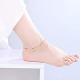 925 Sterling Silver Gold Bead Anklet for Women Girls Gifts