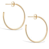 Gold Plated Sterling Silver Large Dainty Thin Tube Oval Half Open Post Hoop Earrings Jewelry Gift for Women Girls